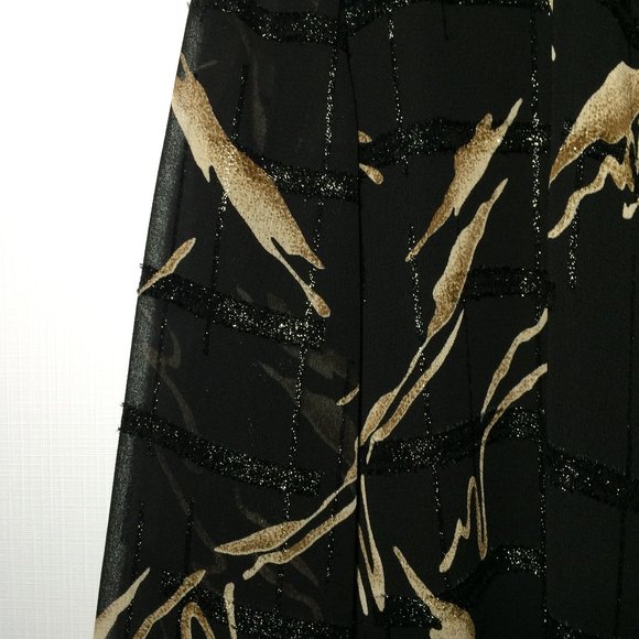 Joseph Ribkoff Womens Open Front Jacket Sz 8 Black Gold Glitter Sheer Sleeve - Picture 3 of 6